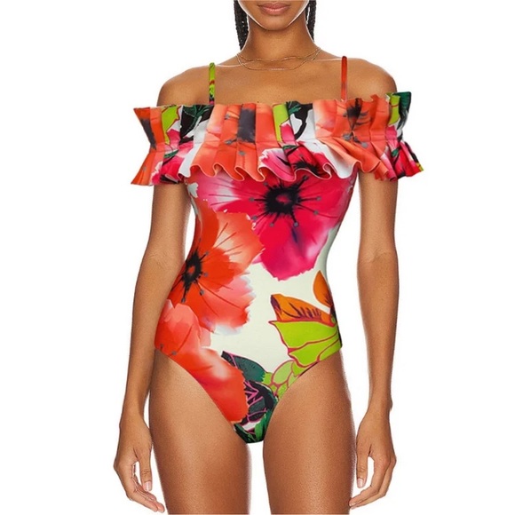 Other - Ruffle Floral One Piece Swimsuit M